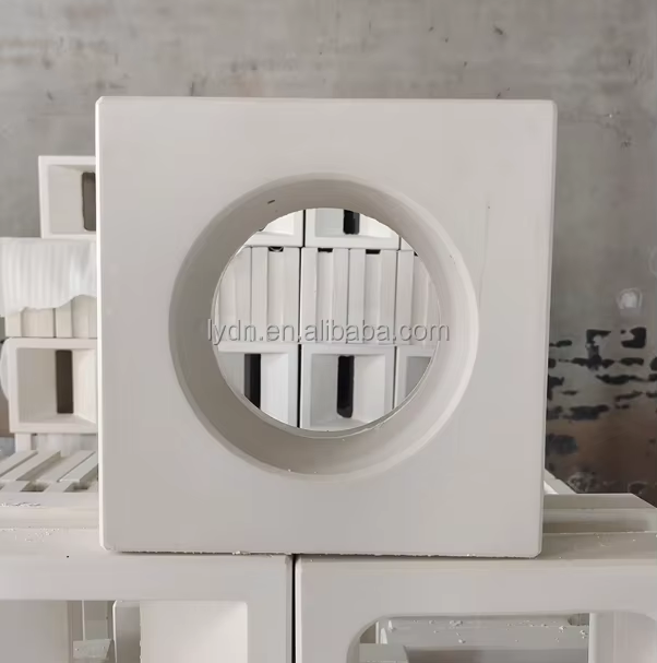Bloques de hormigón blanco con hueco circular, bloques de pantalla de cemento huecos redondos para partición de privacidad en sala de té interior