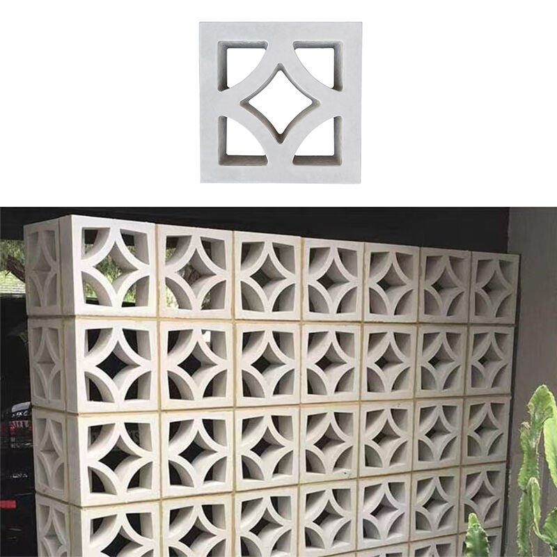 Bloques de brisa de hormigón blanco con patrón de diamante ladrillos de pantalla decorativa de cemento para patio exterior