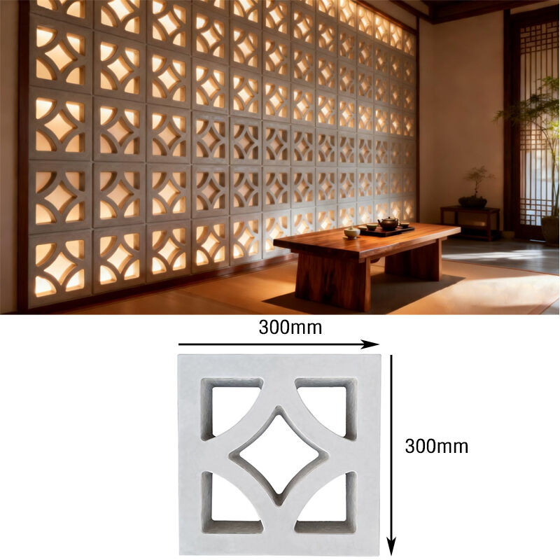 Bloques de brisa de hormigón blanco con patrón de diamante ladrillos de pantalla decorativa de cemento para patio exterior