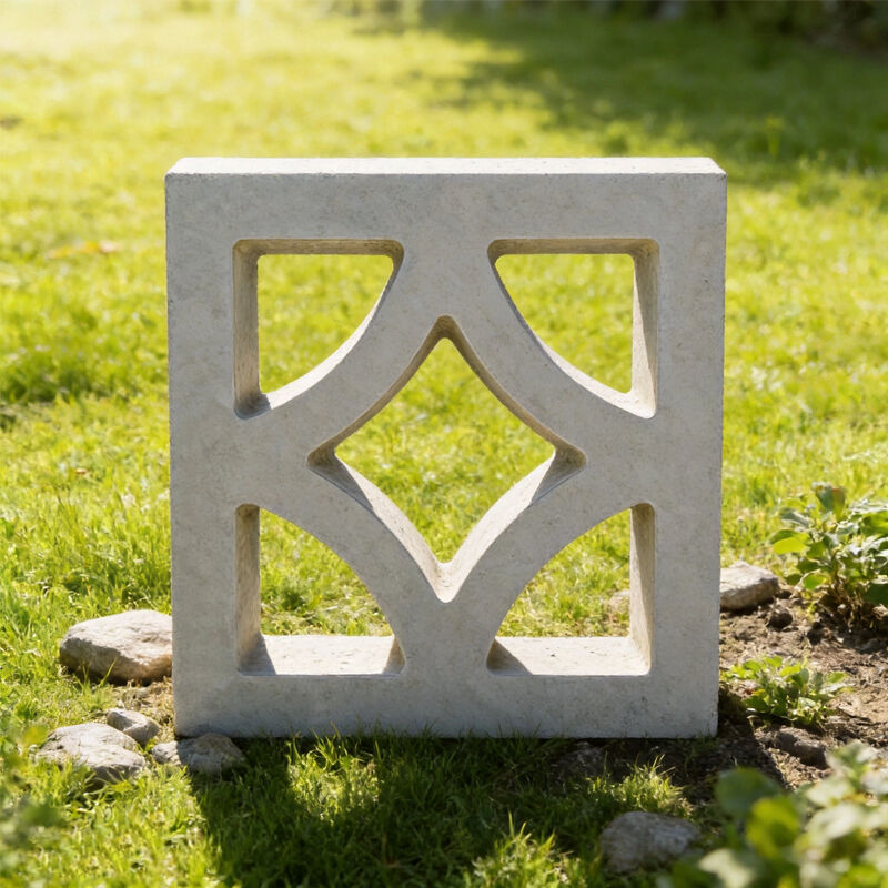 Bloques de brisa de hormigón blanco con patrón de diamante ladrillos de pantalla decorativa de cemento para patio exterior