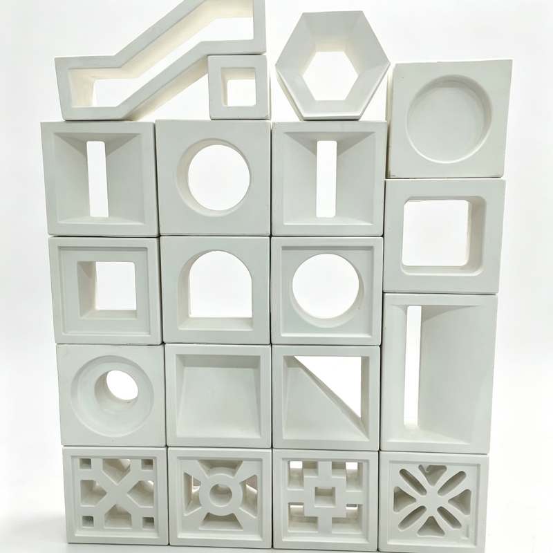 Bloques de cemento huecos geométricos para ventilación, bloques de pantalla blancos decorativos con patrones para jardín interior y partición de patio