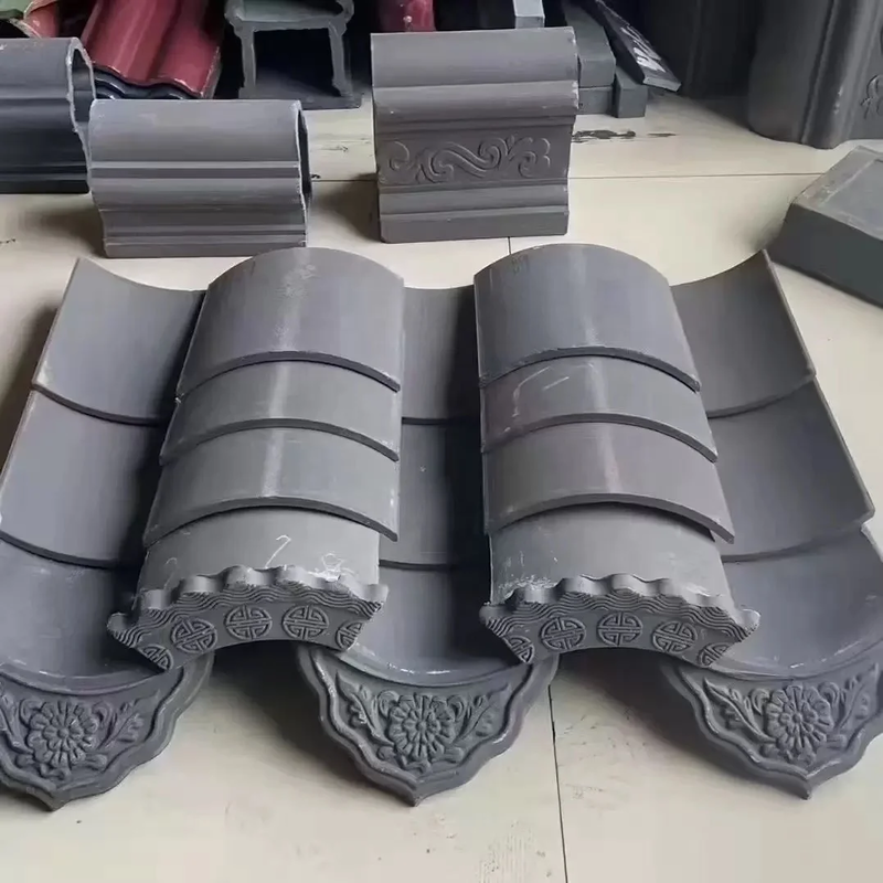 Estilo antiguo asiático Cornisa gris oscura Cornisa de techo sintético Decorativa Cornisa de techo sintético para puertas de patio y paredes del perímetro del jardín