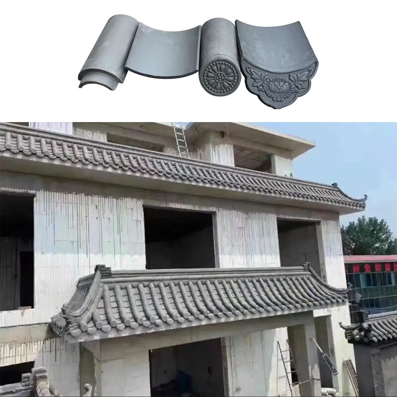 Tiles de techo de arcilla gris oscuro de estilo antiguo asiático, revestimientos decorativos, sistema de tejas de borde para pagodas, puertas de patio y tapas de pared