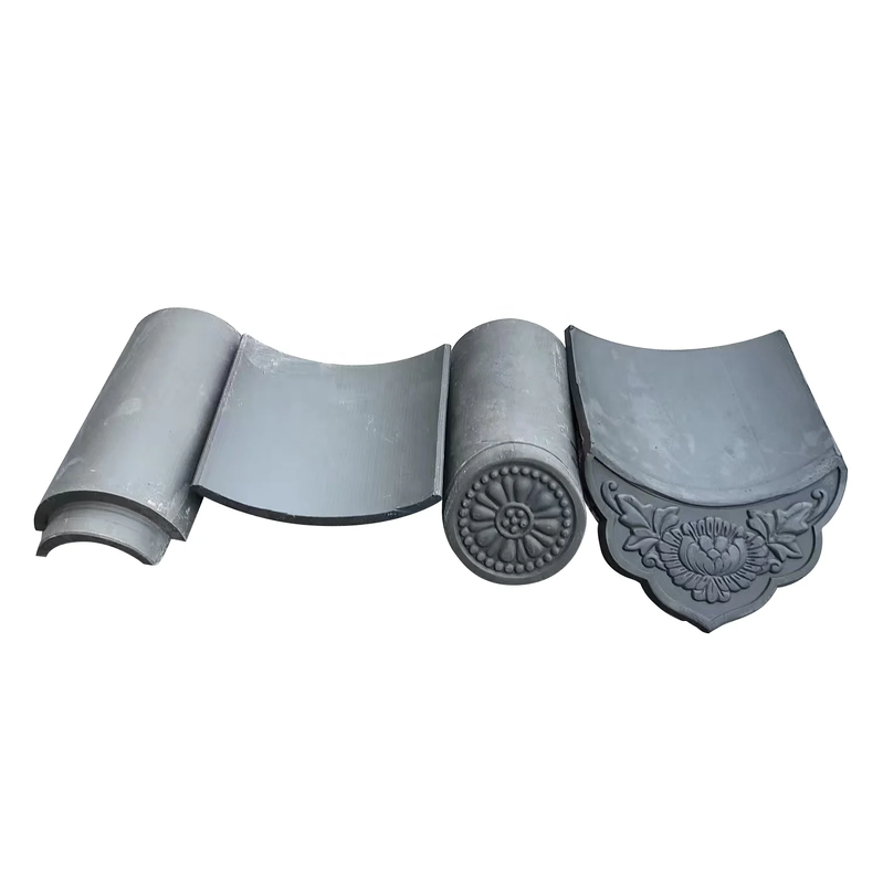 Tiles de techo de arcilla gris oscuro de estilo antiguo asiático, revestimientos decorativos, sistema de tejas de borde para pagodas, puertas de patio y tapas de pared