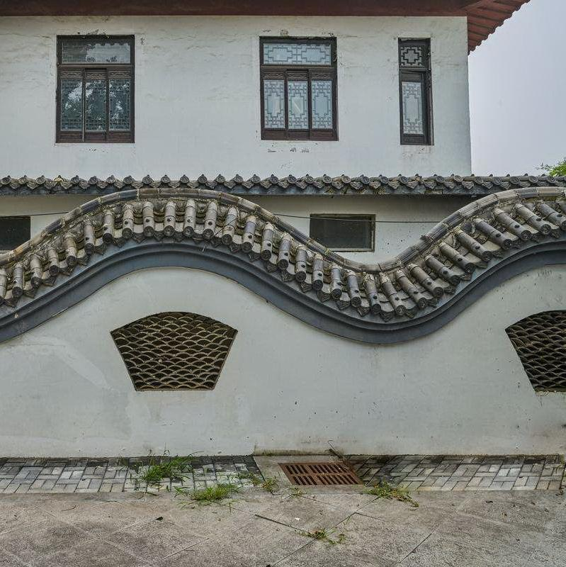 Tejas de arcilla tradicionales chinas para muros de nubes onduladas, tejas de remate de pared gris antiguo para vallas perimetrales de patio curvas