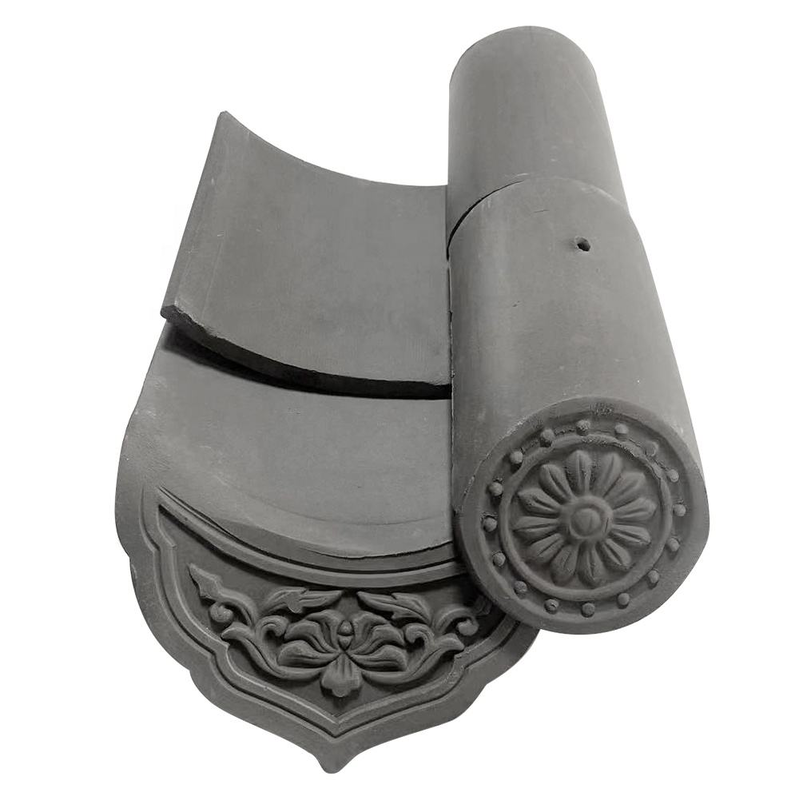 Tejas de arcilla gris para puentes de jardín y pabellones, tejas de barril y alero de arcilla resistentes a la intemperie para arquitectura de estilo chino
