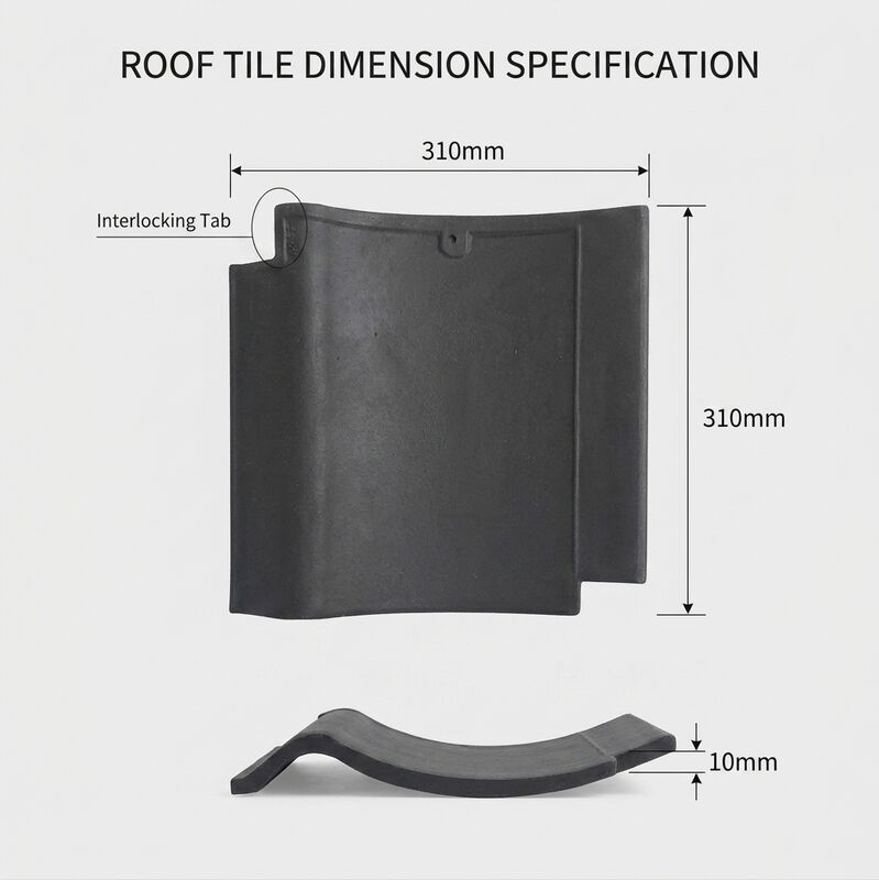 Tejas de Techo Minimalistas Japonesas de Cerámica Plana Kawara, Negro Mate, Interconectables para Casas con Estructura de Madera