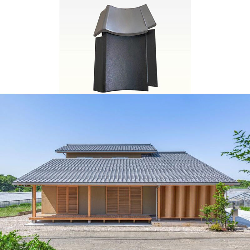 Tejas de Techo Minimalistas Japonesas de Cerámica Plana Kawara, Negro Mate, Interconectables para Casas con Estructura de Madera