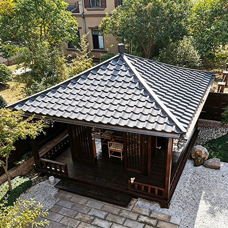 Kit de tejas para tejados de pabellón japonés, tejas onduladas entrelazadas de color gris ahumado para cenadores de patio y refugios de terraza