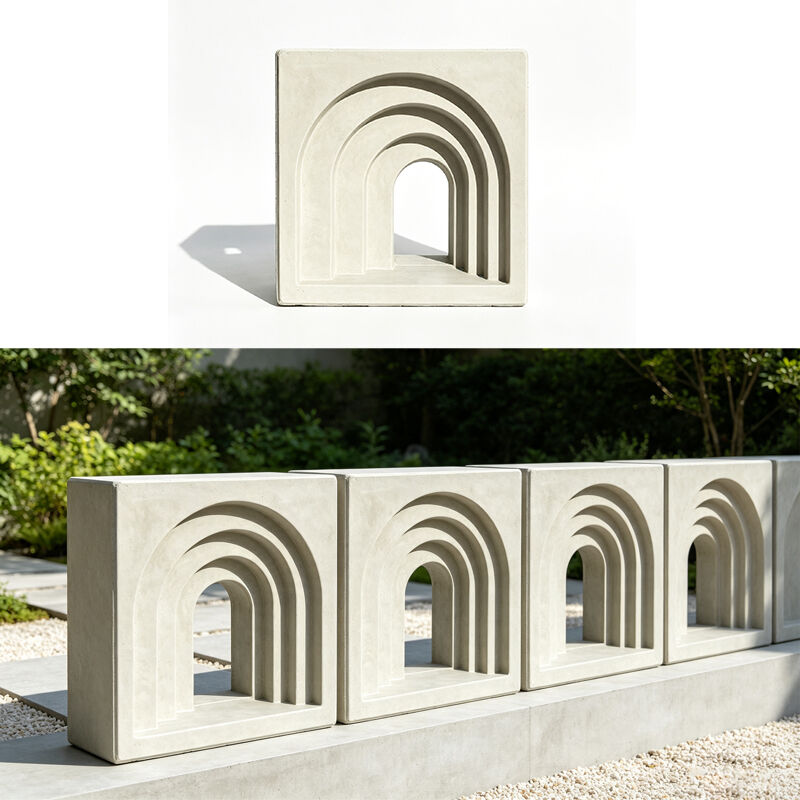 Bloques de ventilación de brisa de hormigón 3D de arco. ladrillos huecos de cemento decorativo para fachadas de tiendas y paredes de protector solar arquitectónico.