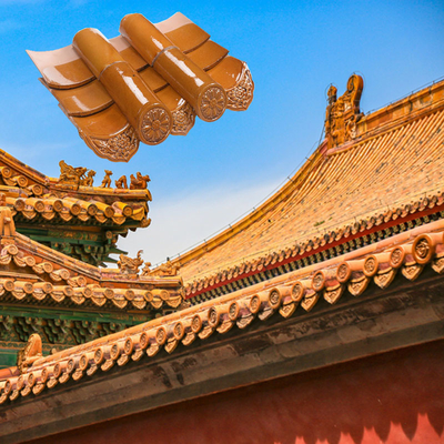 Tejas de tejado esmaltadas chinas del templo antiguo
